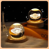 🌘 USB LED Crystal Ball Night Light – 3D Galaxy & Moon Lamp for Home Decor, Kids & Adults ⭐