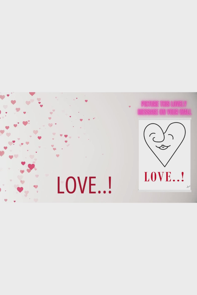 LOVE..! Poster with Durable Pine Hangers – Hand-Drawn Artwork by Constantin Obel