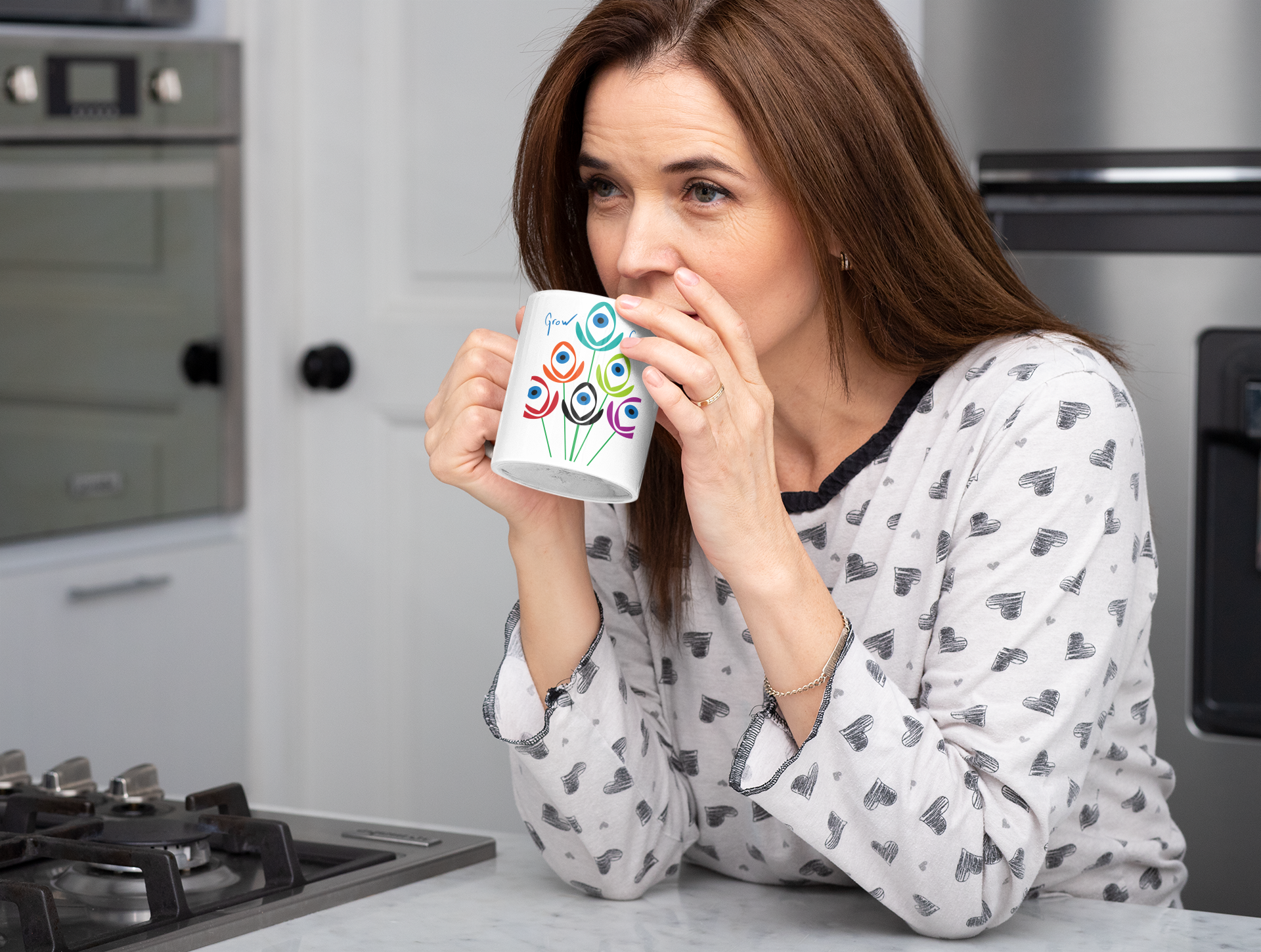 Grow Great ceramic mug, a perfect blend of art and sustainability. Embrace the journey to "Grow Great" with every sip.