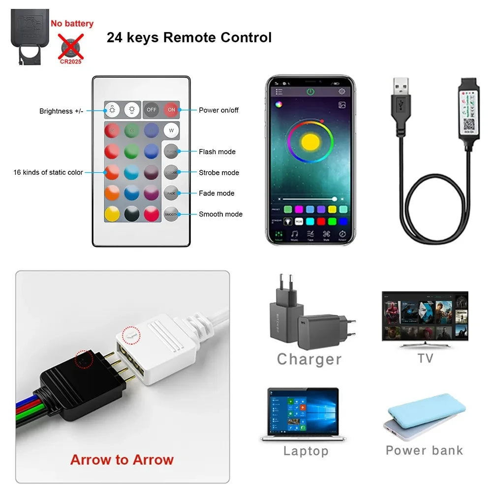 LED RGB Strip Lights with Bluetooth & Wi-Fi – Smart Home Lighting for Any Room 💡🎶