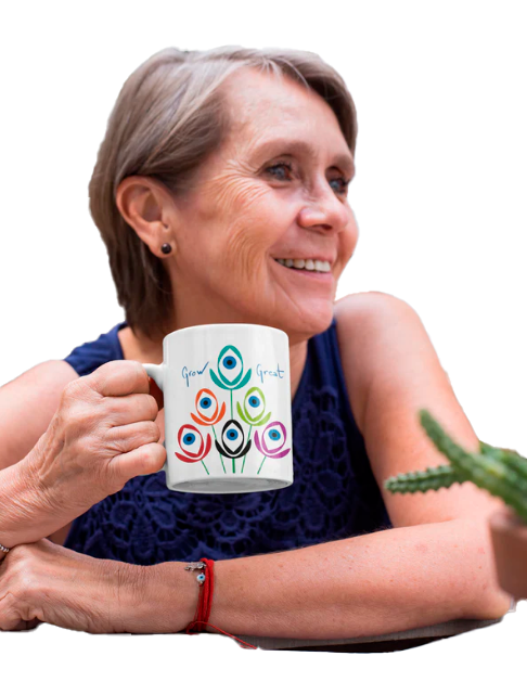 Grow Great ceramic mug, a perfect blend of art and sustainability. Embrace the journey to "Grow Great" with every sip.