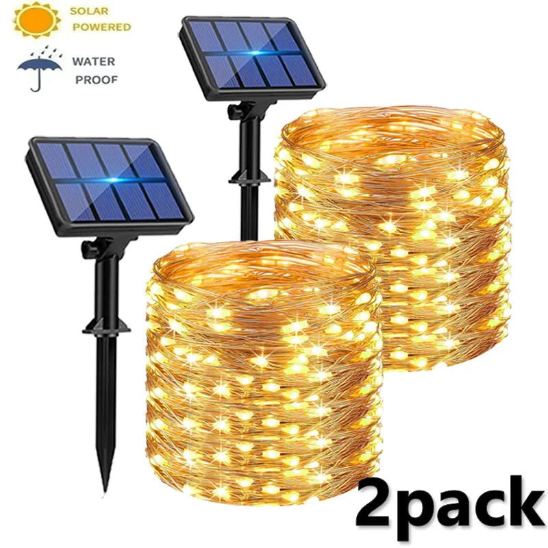 4-Pack Solar String Lights – Waterproof Outdoor Fairy Lights with 8 Modes ✨🌿