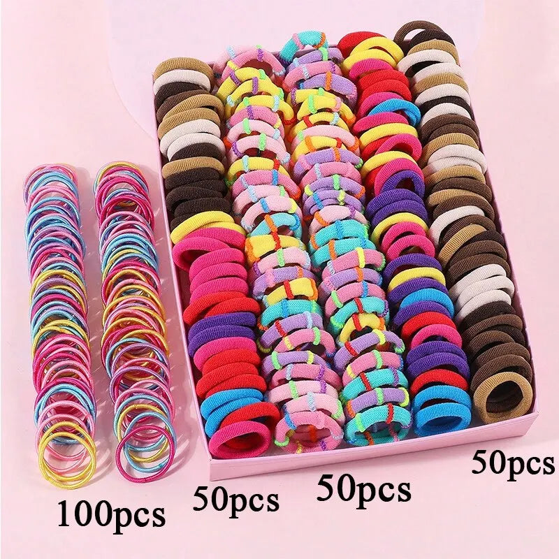 🌈 250/300Pcs Girls’ Colorful Hair Bands Set – Fun & Stylish for All Seasons!