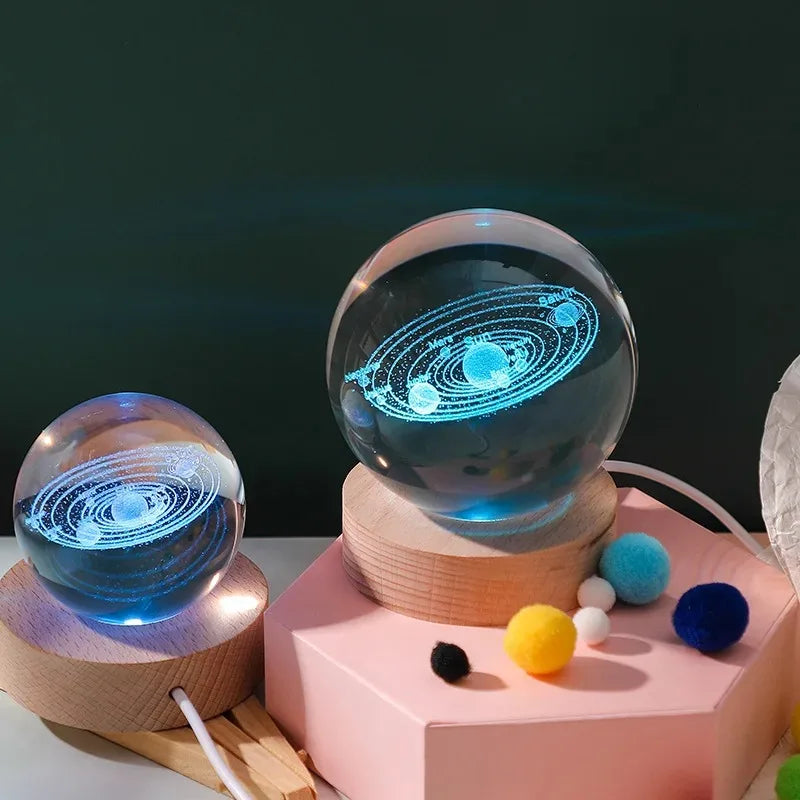 🌙✨ Crystal Ball LED Night Light – 3D Galaxy & Moon Design for a Magical Atmosphere!