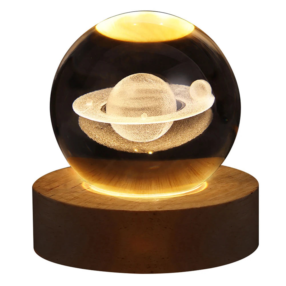 🌘 USB LED Crystal Ball Night Light – 3D Galaxy & Moon Lamp for Home Decor, Kids & Adults ⭐