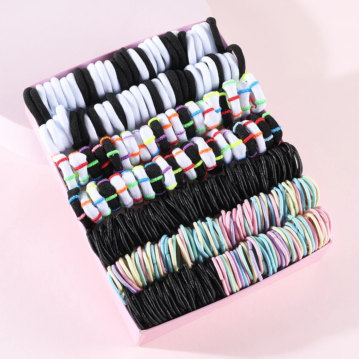 🌈 250/300Pcs Girls’ Colorful Hair Bands Set – Fun & Stylish for All Seasons!