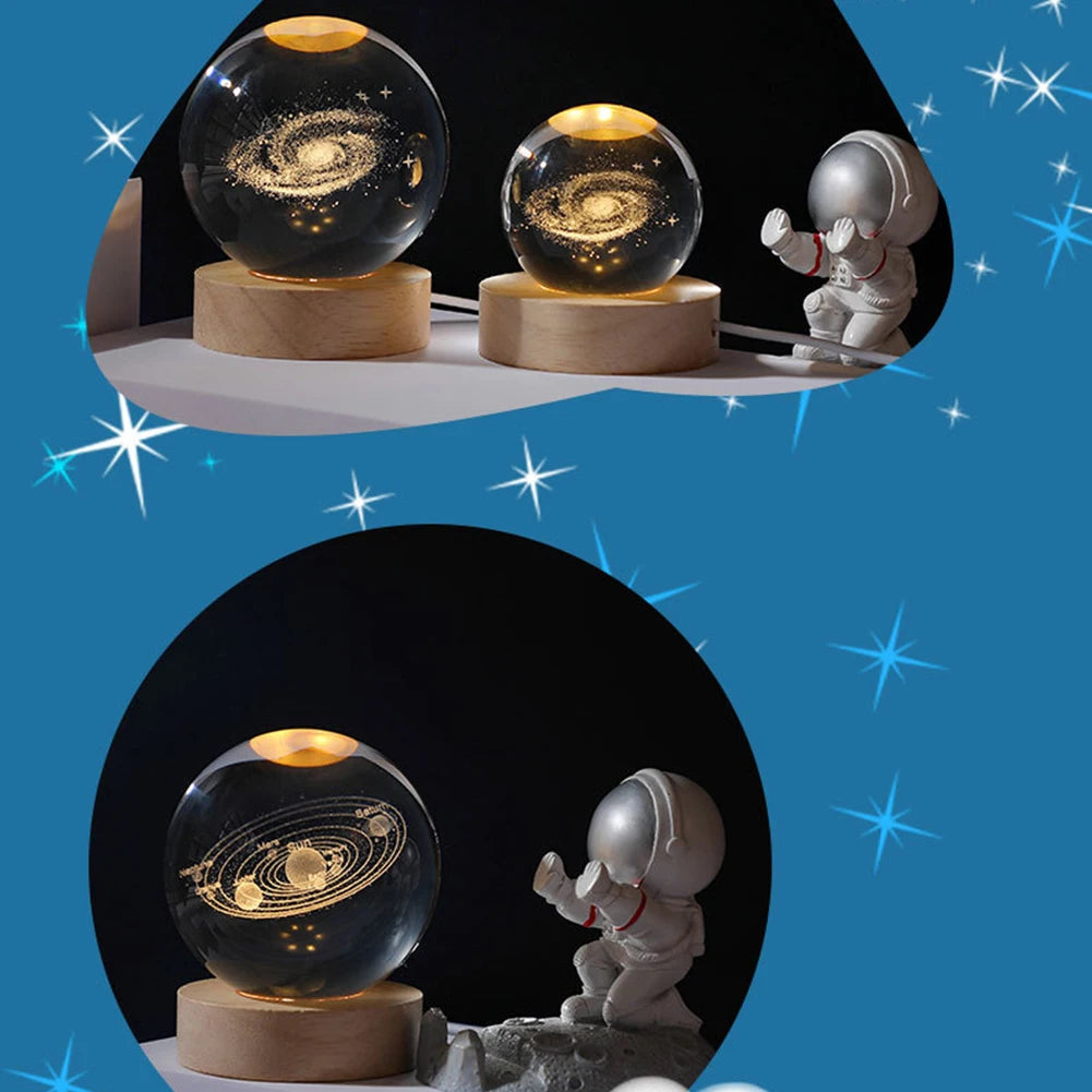 🌘 USB LED Crystal Ball Night Light – 3D Galaxy & Moon Lamp for Home Decor, Kids & Adults ⭐