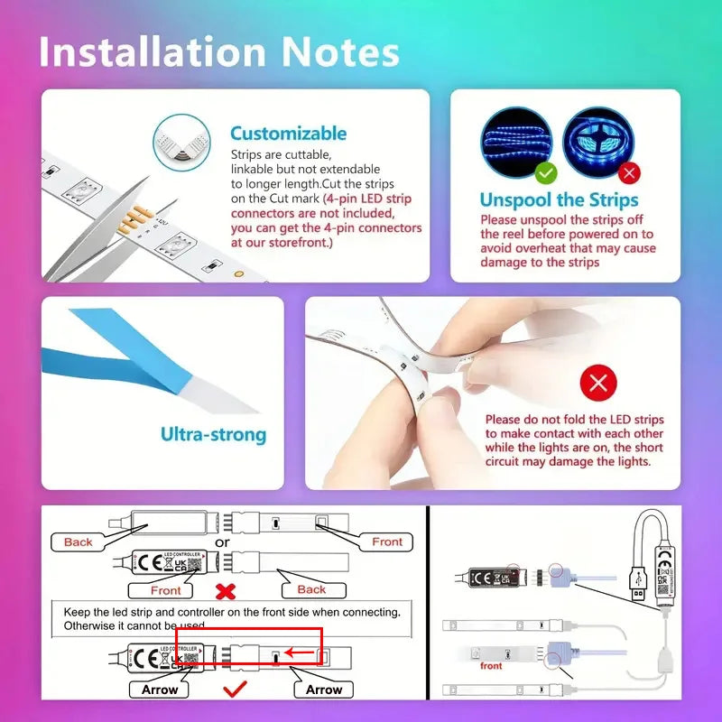 LED RGB Strip Lights with Bluetooth & Wi-Fi – Smart Home Lighting for Any Room 💡🎶
