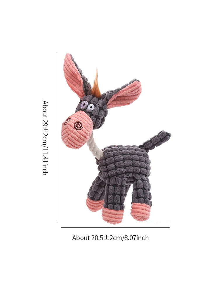 Stuffed Donkey Dog Toy – Bite-Resistant Plush with Squeaker 🐾🐶