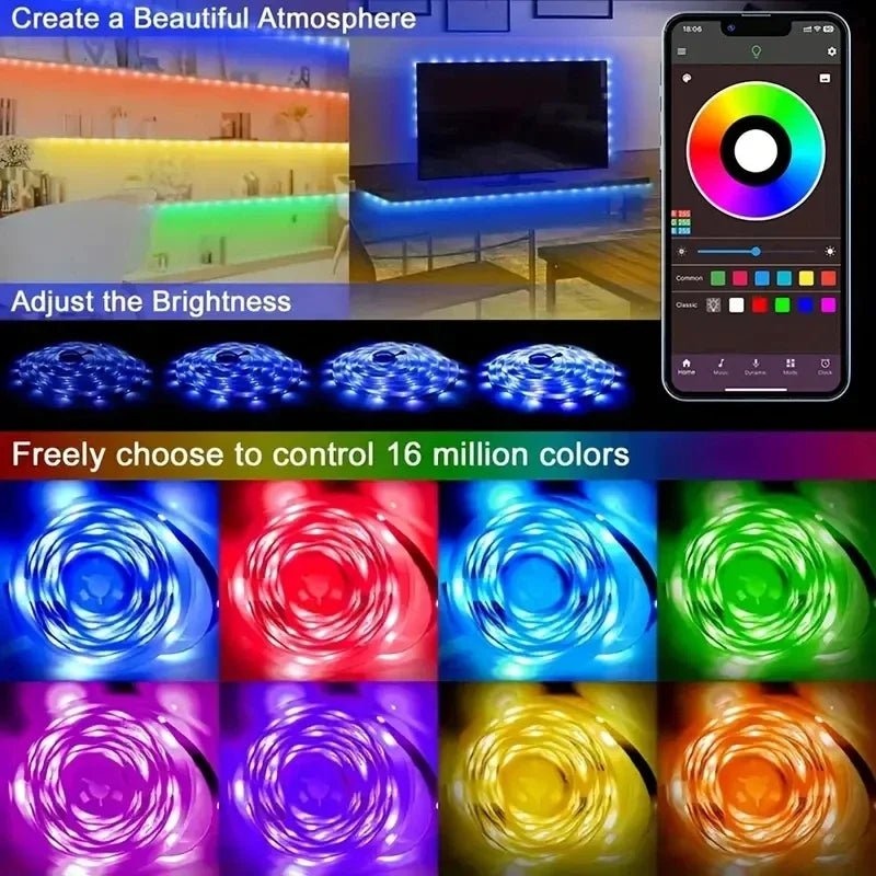 LED RGB Strip Lights with Bluetooth & Wi-Fi – Smart Home Lighting for Any Room 💡🎶