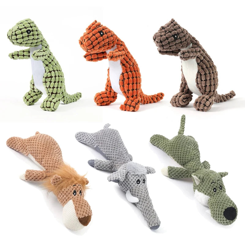 Dinosaur Plush Dog Squeaky Interactive Toys For Small Large Dogs Bite Resistant Chew Toy Pets Accessories 🦖