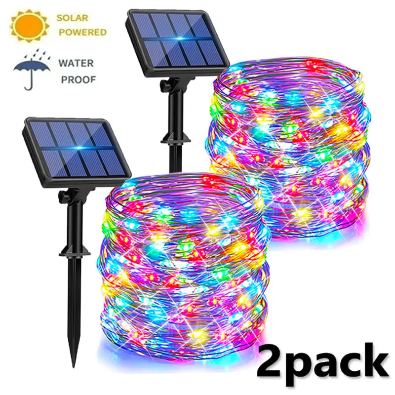 4-Pack Solar String Lights – Waterproof Outdoor Fairy Lights with 8 Modes ✨🌿