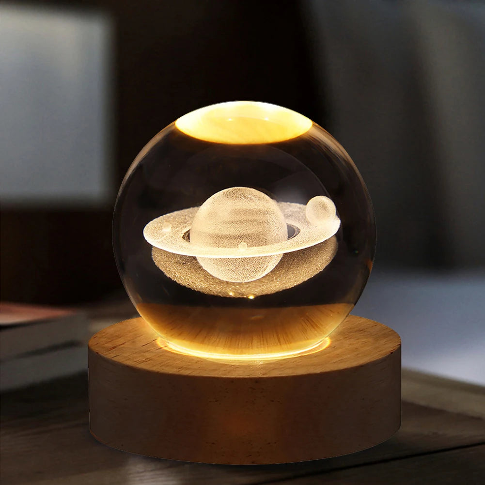 🌘 USB LED Crystal Ball Night Light – 3D Galaxy & Moon Lamp for Home Decor, Kids & Adults ⭐