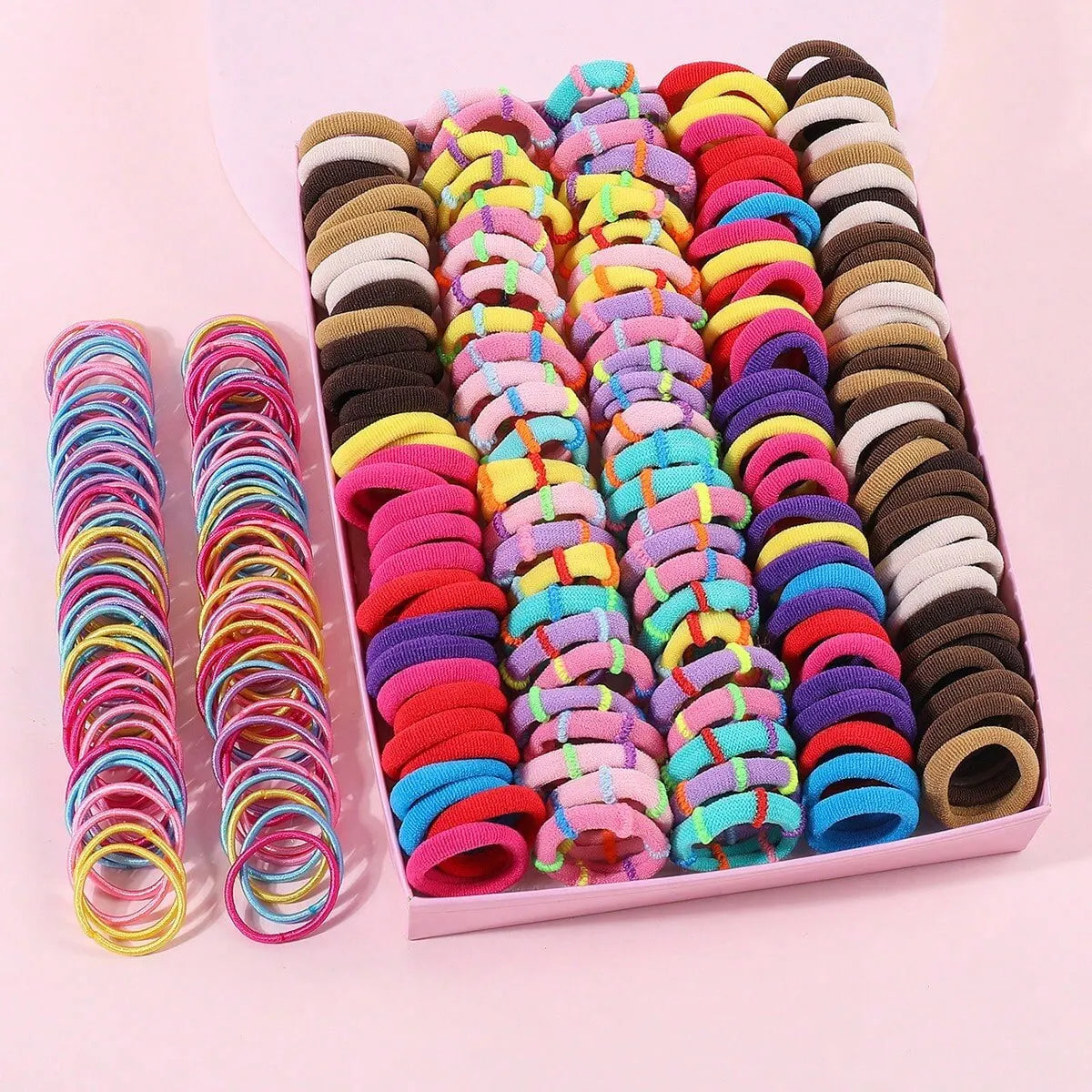 🌈 250/300Pcs Girls’ Colorful Hair Bands Set – Fun & Stylish for All Seasons!