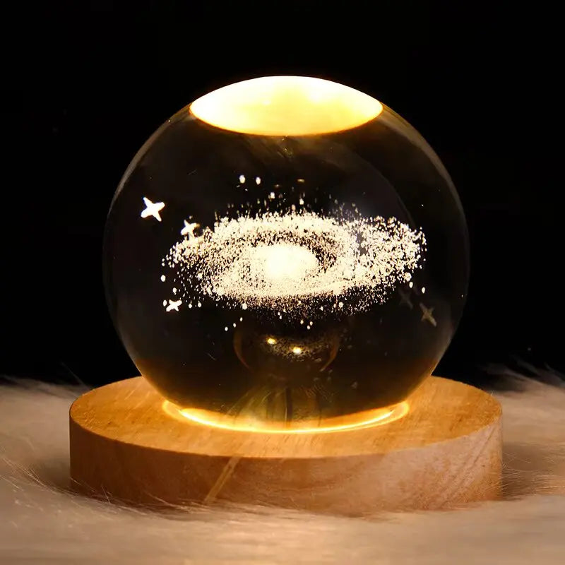 🌘 USB LED Crystal Ball Night Light – 3D Galaxy & Moon Lamp for Home Decor, Kids & Adults ⭐