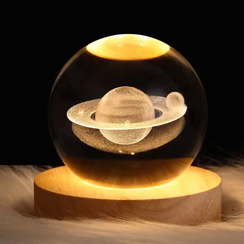 🌘 USB LED Crystal Ball Night Light – 3D Galaxy & Moon Lamp for Home Decor, Kids & Adults ⭐