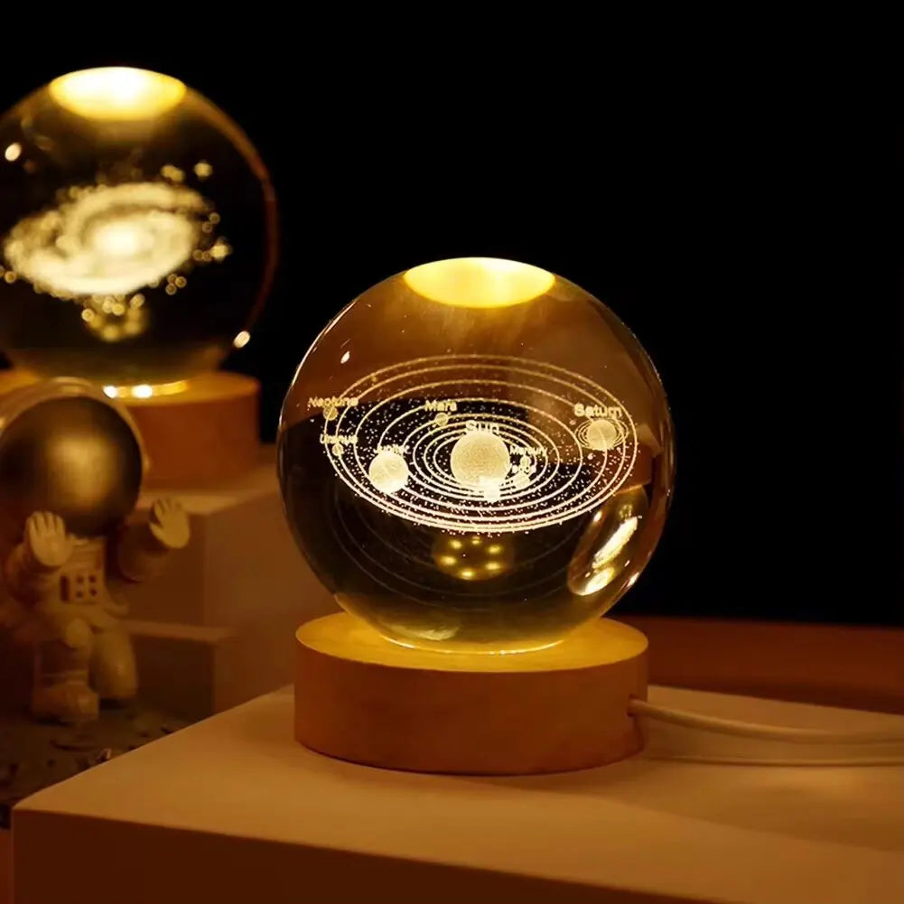 🌘 USB LED Crystal Ball Night Light – 3D Galaxy & Moon Lamp for Home Decor, Kids & Adults ⭐