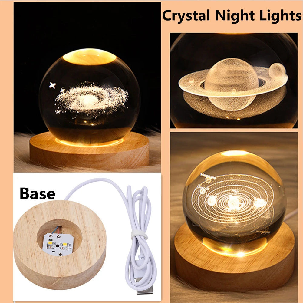 🌘 USB LED Crystal Ball Night Light – 3D Galaxy & Moon Lamp for Home Decor, Kids & Adults ⭐
