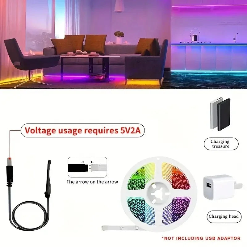LED RGB Strip Lights with Bluetooth & Wi-Fi – Smart Home Lighting for Any Room 💡🎶