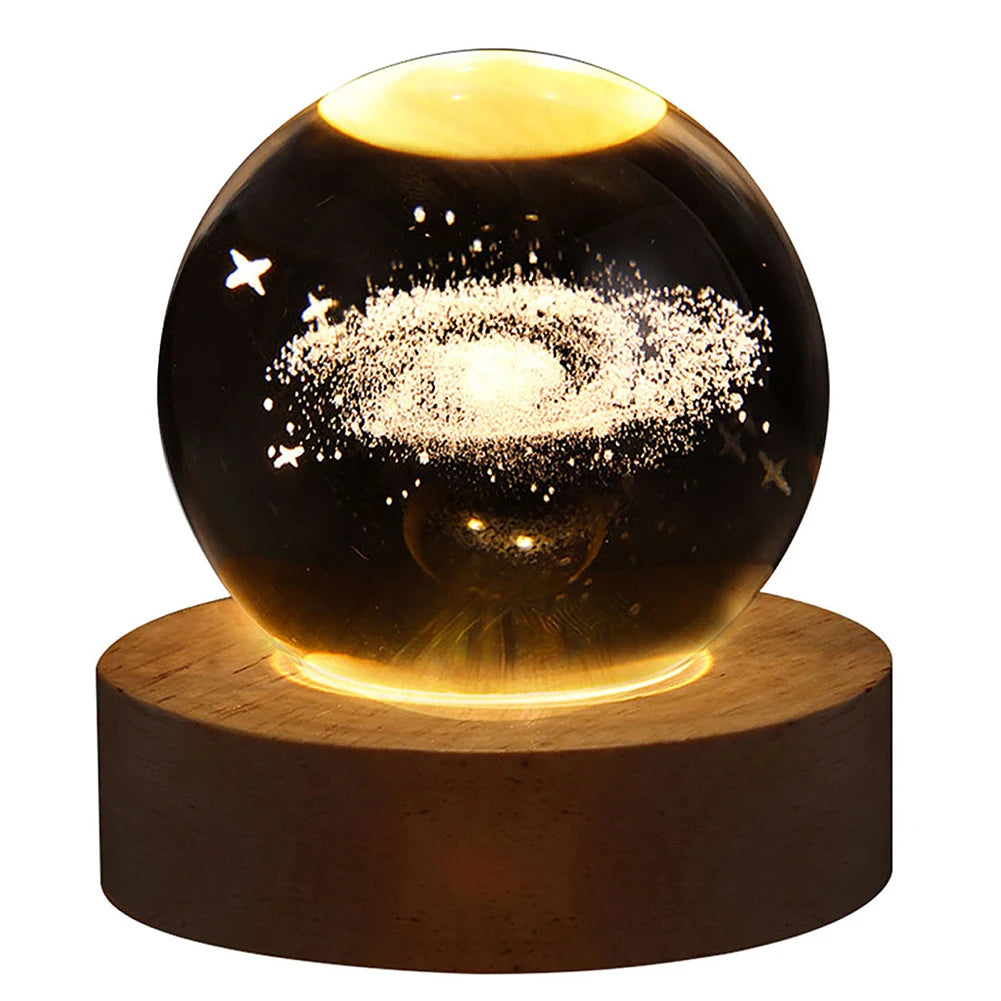 🌘 USB LED Crystal Ball Night Light – 3D Galaxy & Moon Lamp for Home Decor, Kids & Adults ⭐