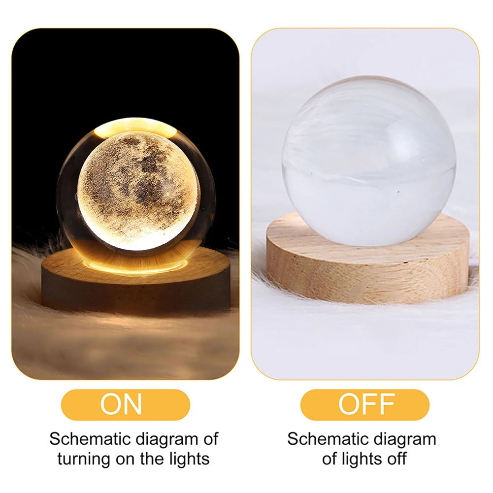 🌘 USB LED Crystal Ball Night Light – 3D Galaxy & Moon Lamp for Home Decor, Kids & Adults ⭐