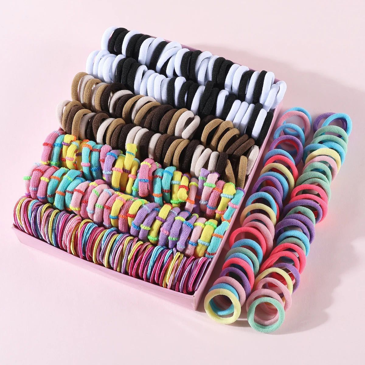 🌈 250/300Pcs Girls’ Colorful Hair Bands Set – Fun & Stylish for All Seasons!