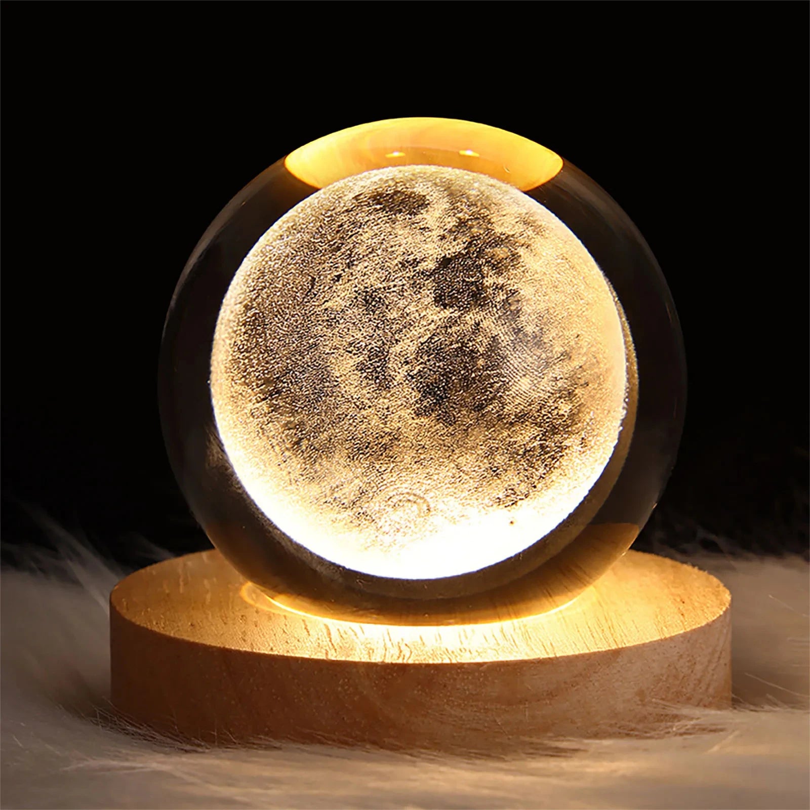 🌘 USB LED Crystal Ball Night Light – 3D Galaxy & Moon Lamp for Home Decor, Kids & Adults ⭐