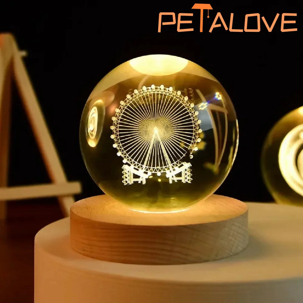 🌙✨ Crystal Ball LED Night Light – 3D Galaxy & Moon Design for a Magical Atmosphere!