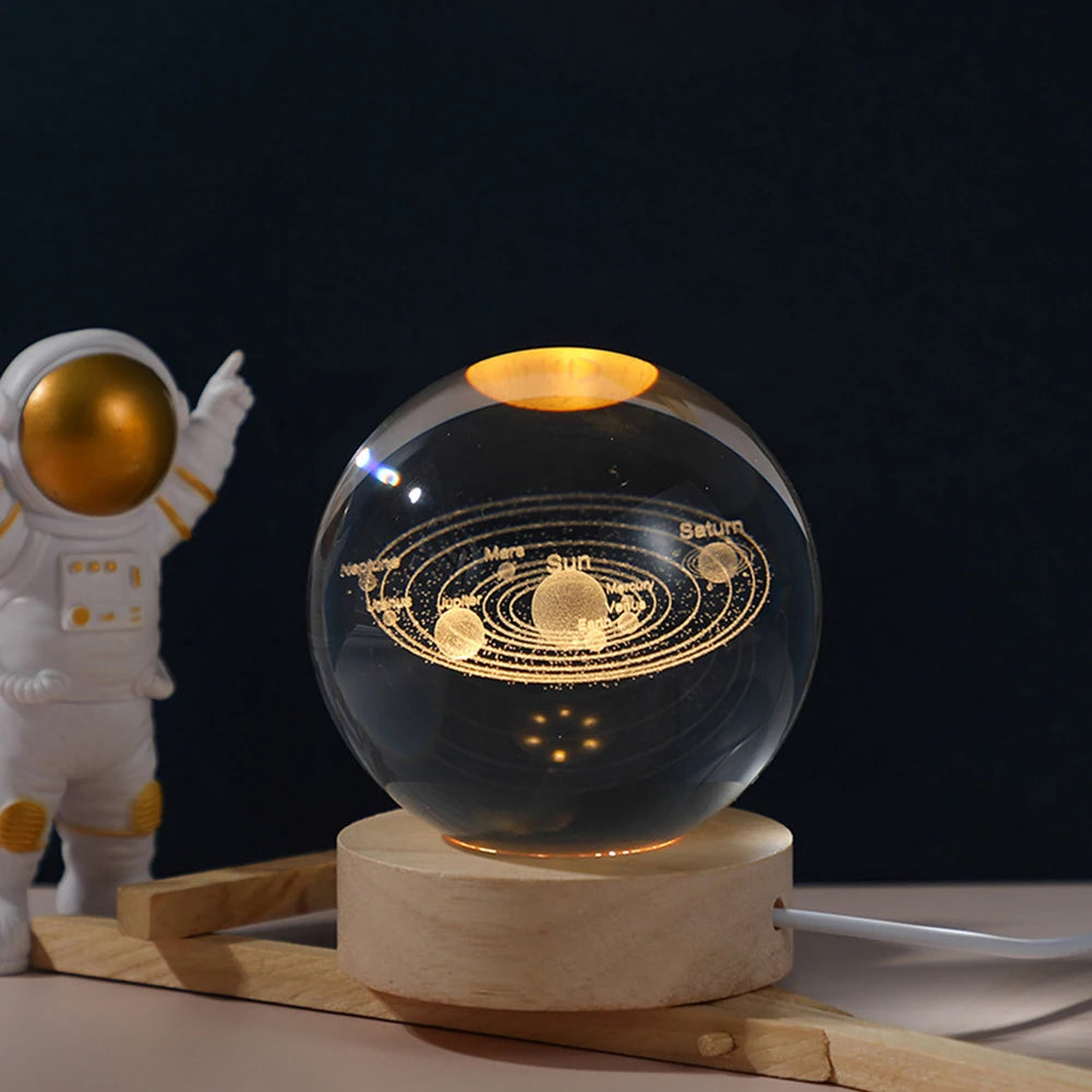 🌘 USB LED Crystal Ball Night Light – 3D Galaxy & Moon Lamp for Home Decor, Kids & Adults ⭐