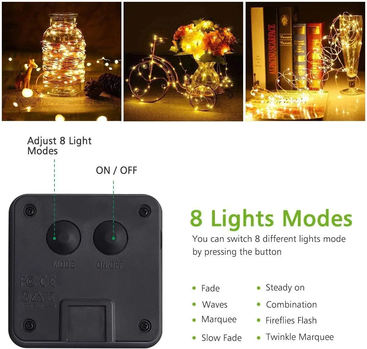 4-Pack Solar String Lights – Waterproof Outdoor Fairy Lights with 8 Modes ✨🌿