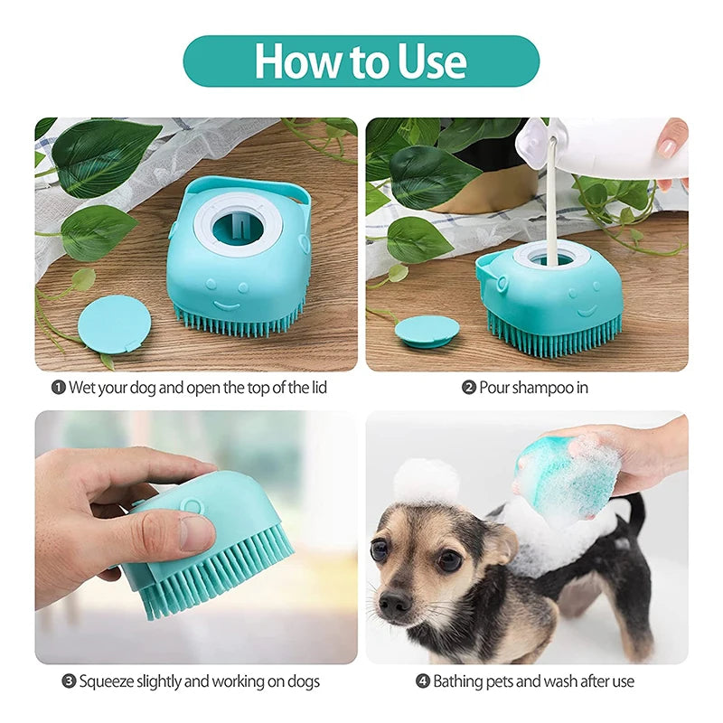 🐾 Silicone Dog Bath and Massage Brush in vibrant colors – Gentle Care for Your Beloved Dog or Cat