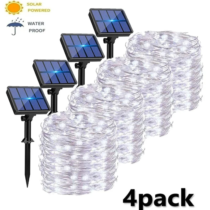 4-Pack Solar String Lights – Waterproof Outdoor Fairy Lights with 8 Modes ✨🌿