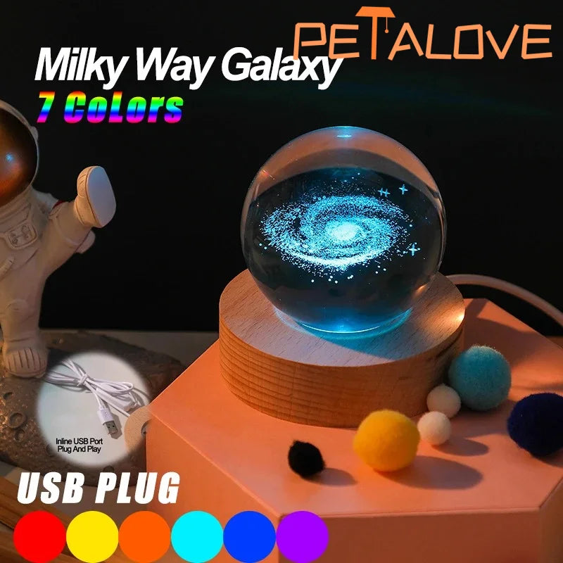 🌙✨ Crystal Ball LED Night Light – 3D Galaxy & Moon Design for a Magical Atmosphere!