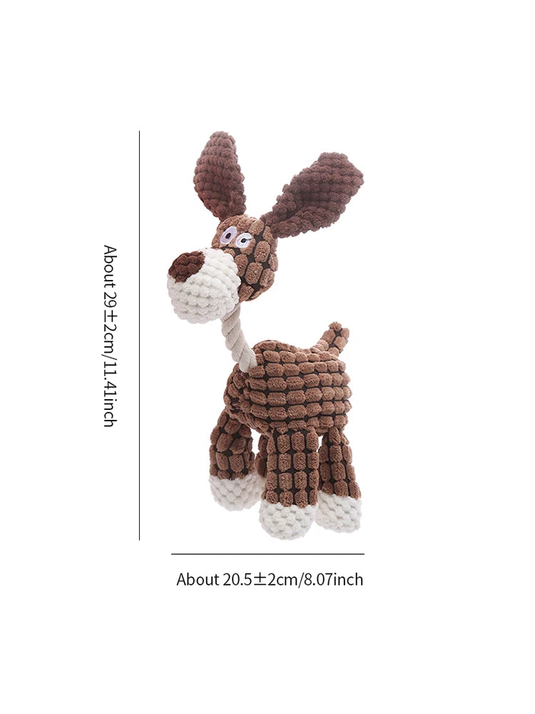 Stuffed Donkey Dog Toy – Bite-Resistant Plush with Squeaker 🐾🐶