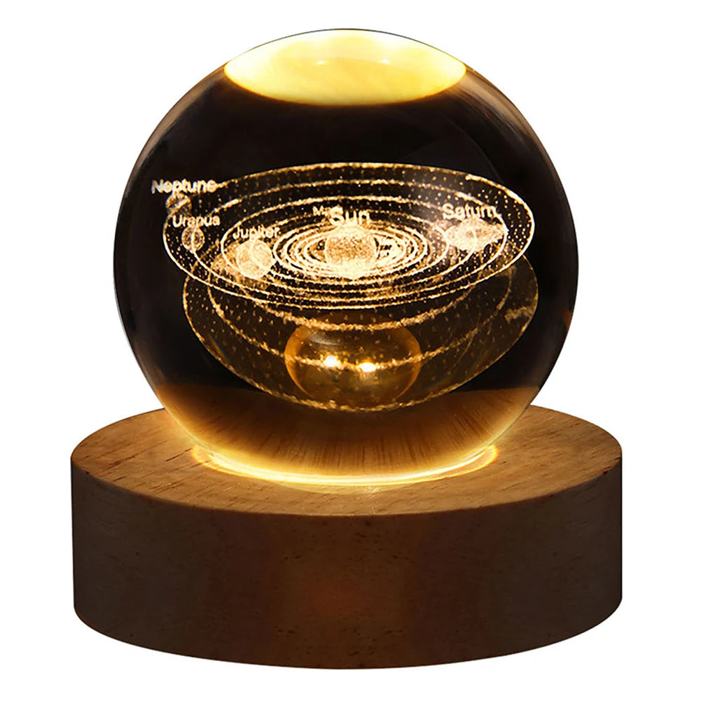 🌘 USB LED Crystal Ball Night Light – 3D Galaxy & Moon Lamp for Home Decor, Kids & Adults ⭐