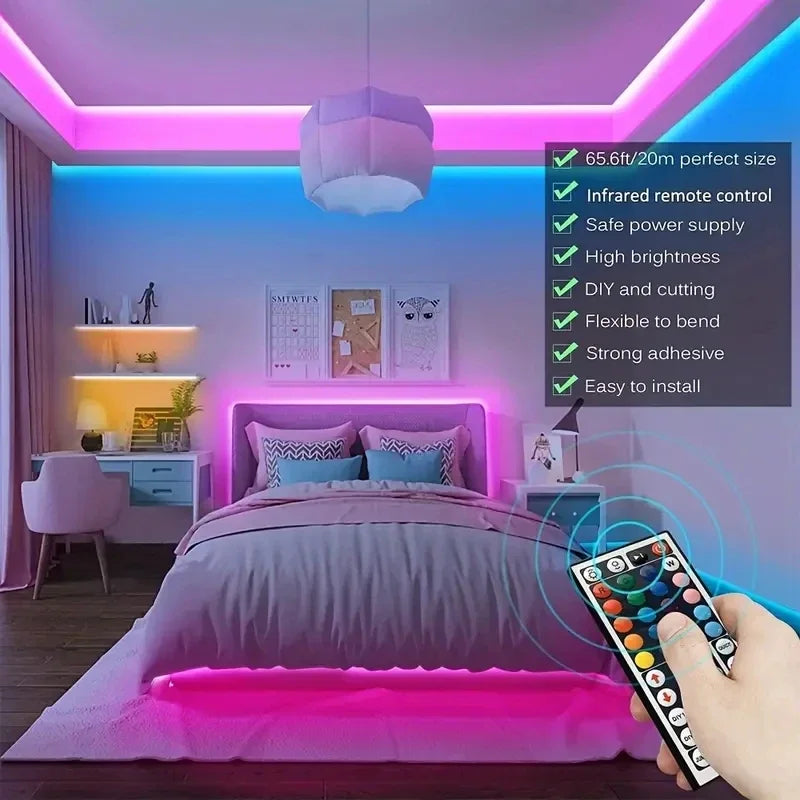 LED RGB Strip Lights with Bluetooth & Wi-Fi – Smart Home Lighting for Any Room 💡🎶