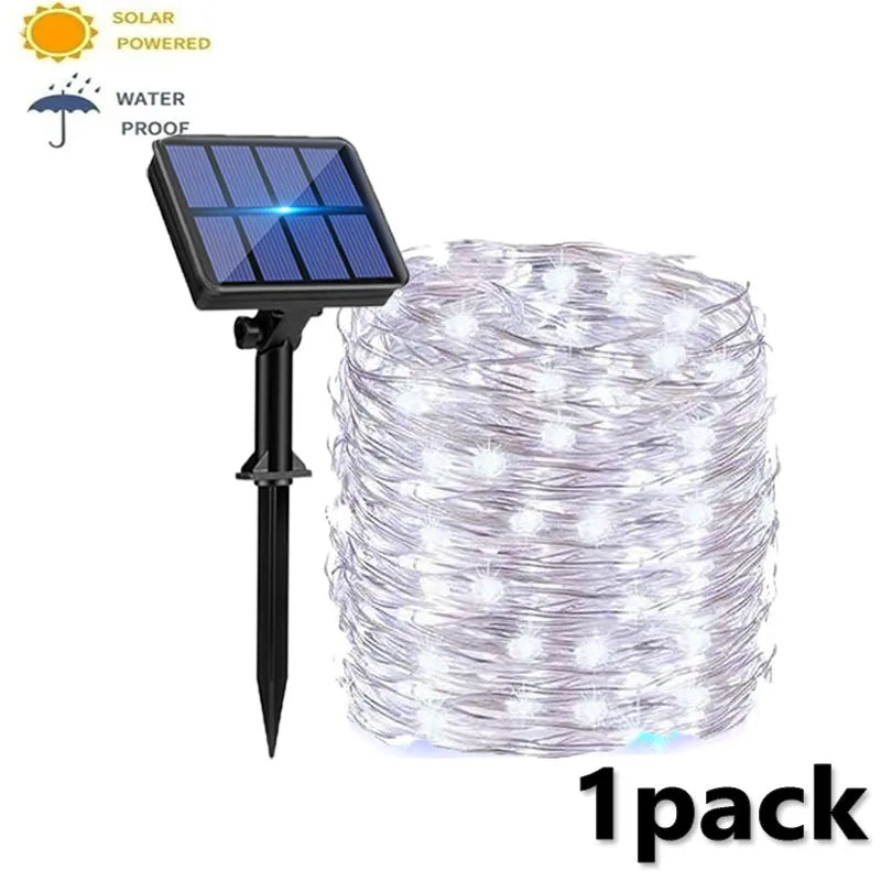 4-Pack Solar String Lights – Waterproof Outdoor Fairy Lights with 8 Modes ✨🌿
