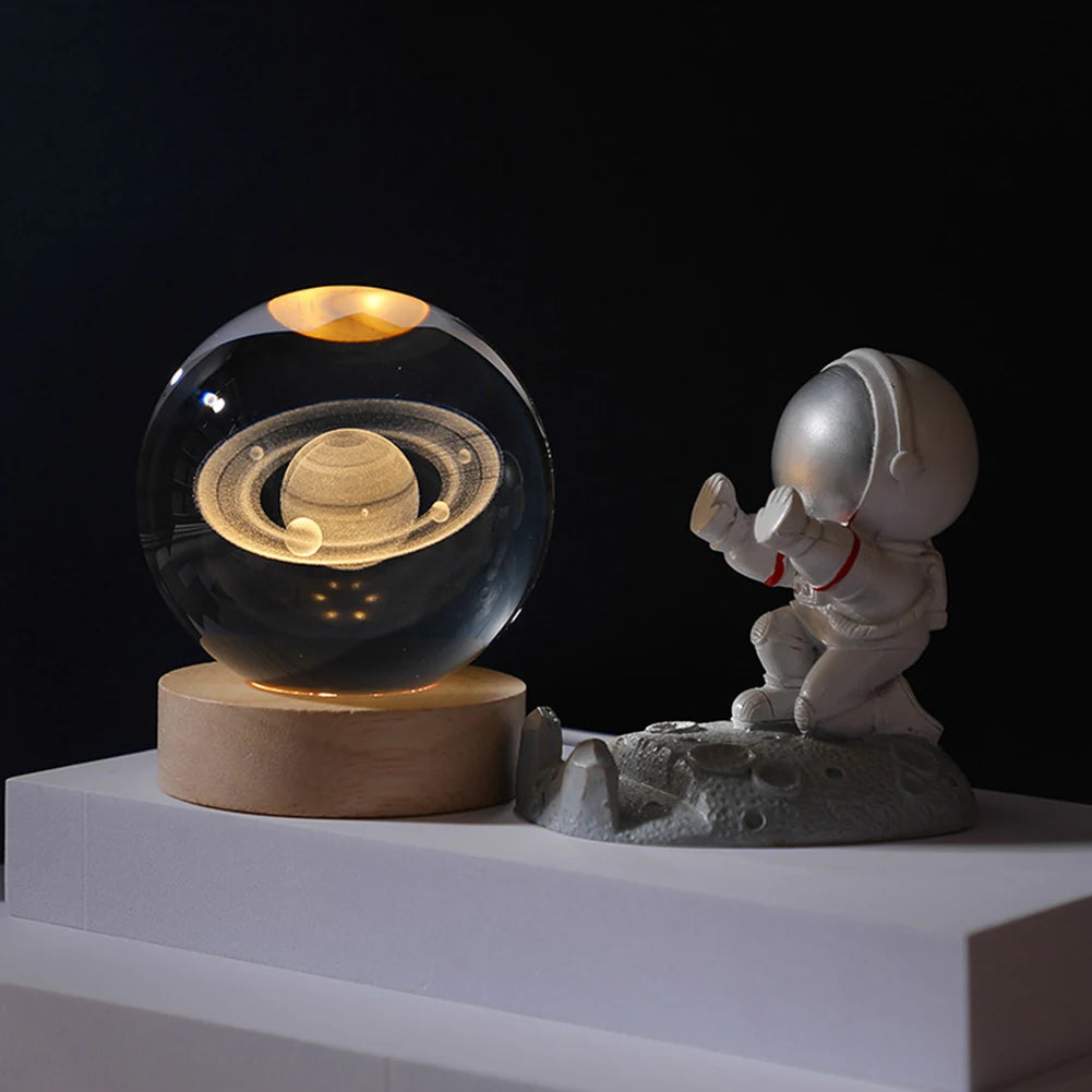 🌘 USB LED Crystal Ball Night Light – 3D Galaxy & Moon Lamp for Home Decor, Kids & Adults ⭐