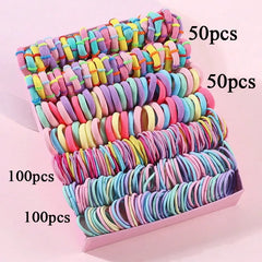 🌈 250/300Pcs Girls’ Colorful Hair Bands Set – Fun & Stylish for All Seasons!