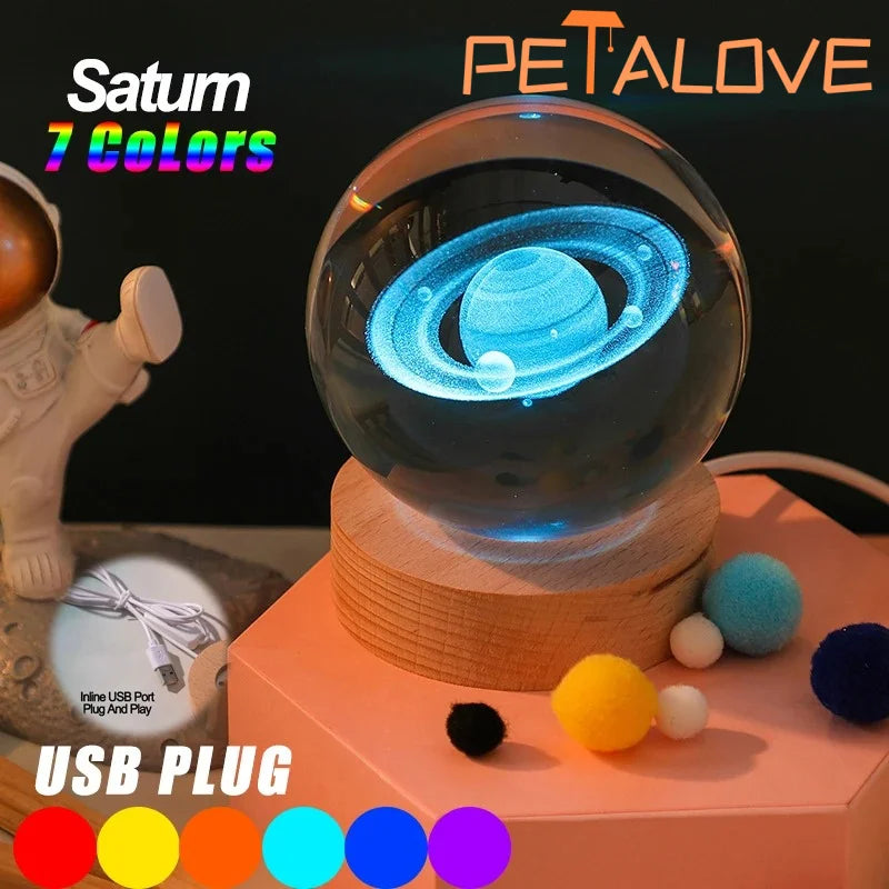 🌙✨ Crystal Ball LED Night Light – 3D Galaxy & Moon Design for a Magical Atmosphere!
