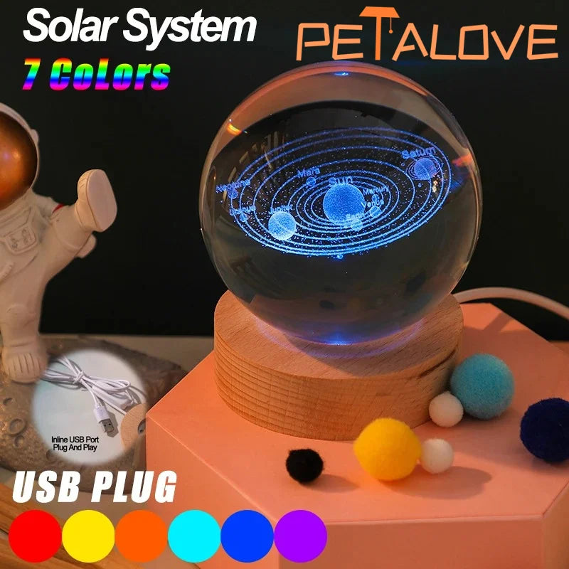 🌙✨ Crystal Ball LED Night Light – 3D Galaxy & Moon Design for a Magical Atmosphere!