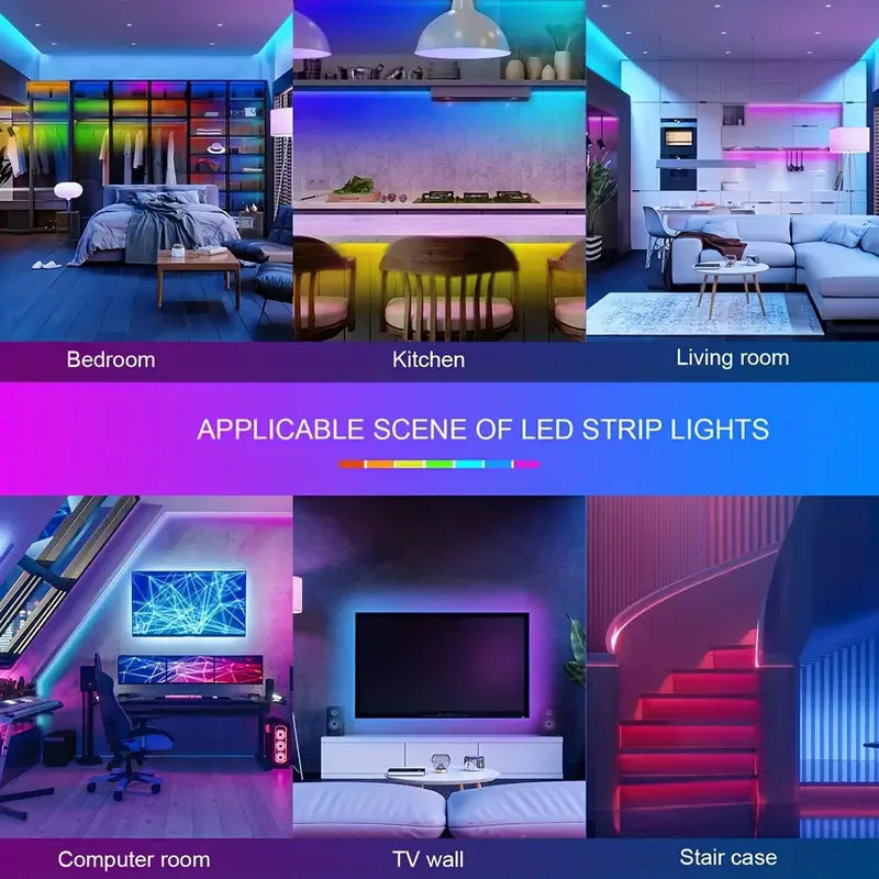 LED RGB Strip Lights with Bluetooth & Wi-Fi – Smart Home Lighting for Any Room 💡🎶