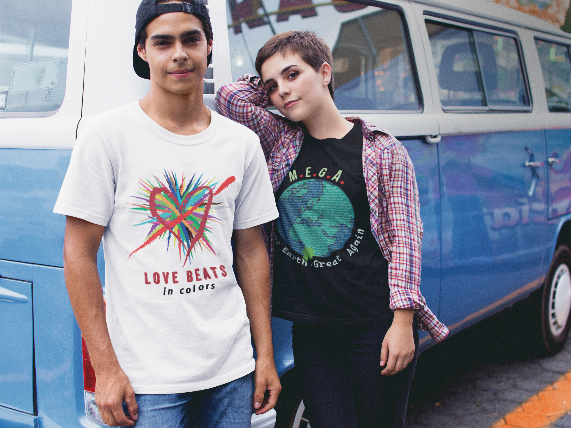 Love Beats in Colors – Recycled Unisex Crewneck T-shirt