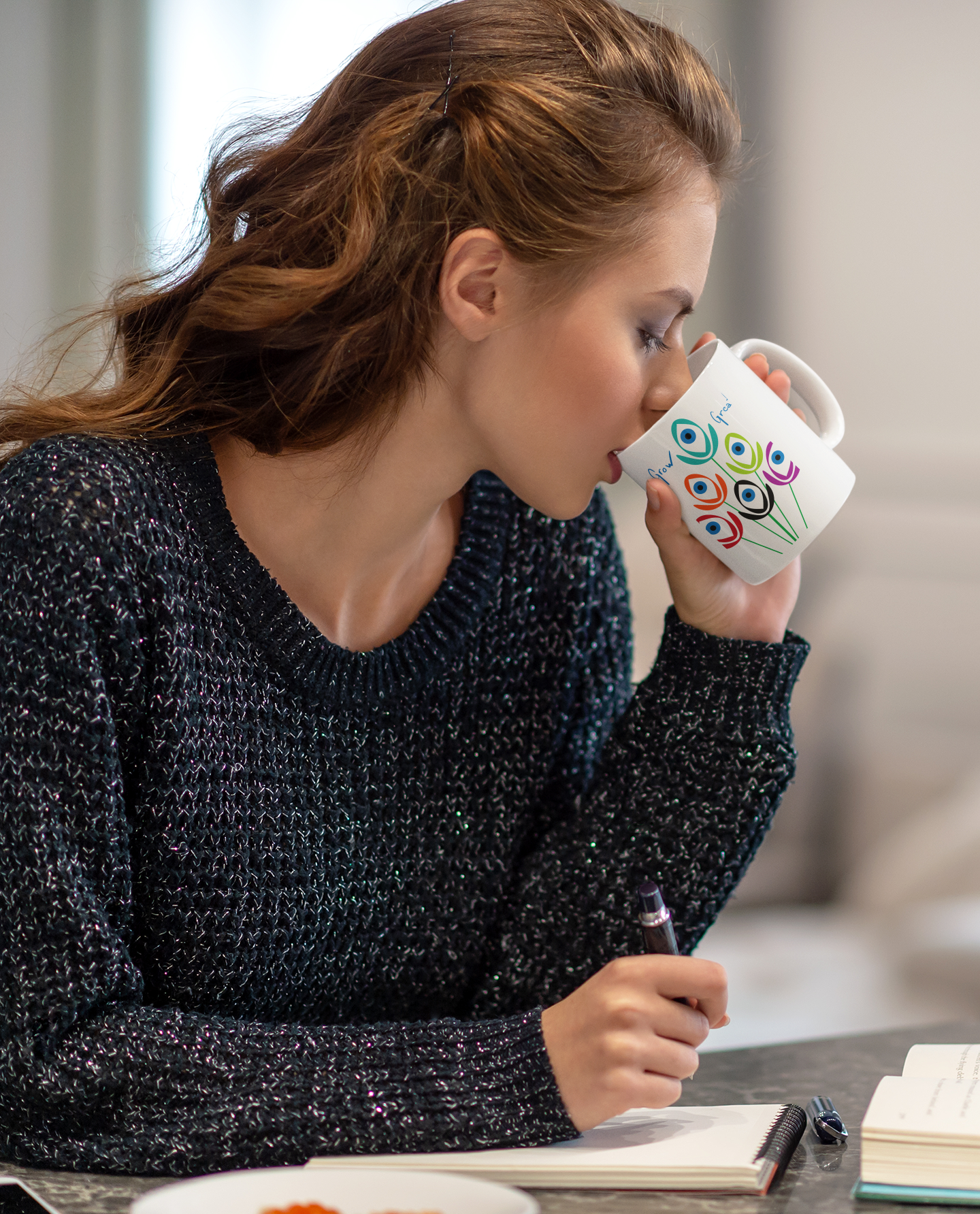 Grow Great ceramic mug, a perfect blend of art and sustainability. Embrace the journey to "Grow Great" with every sip.