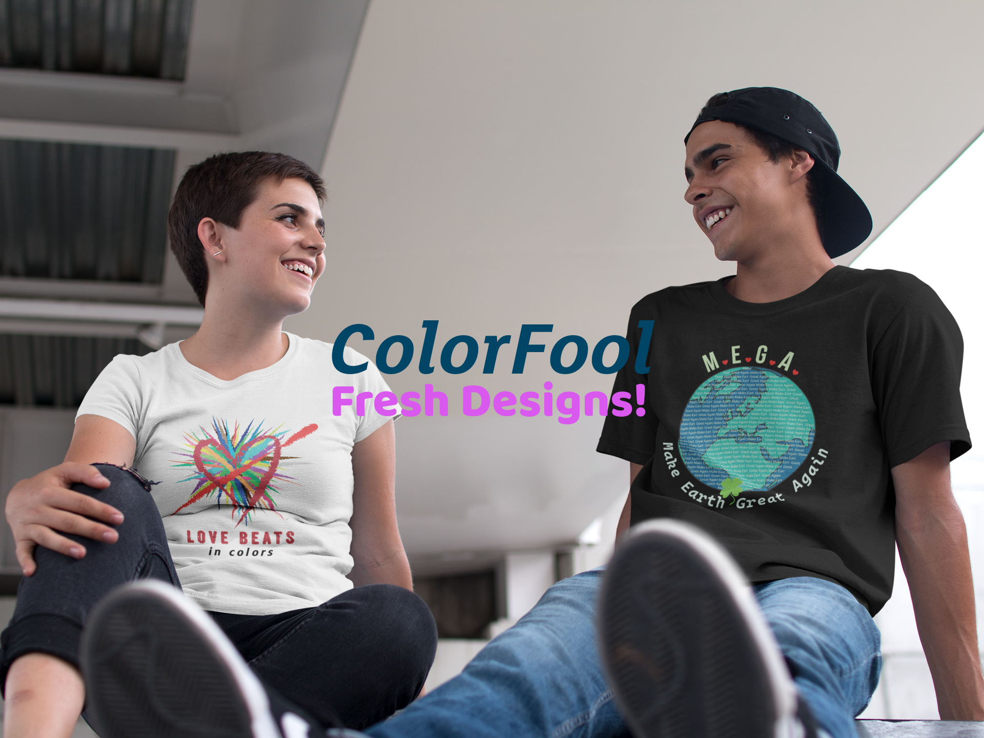 Love Beats in Colors – Recycled Unisex Crewneck T-shirt